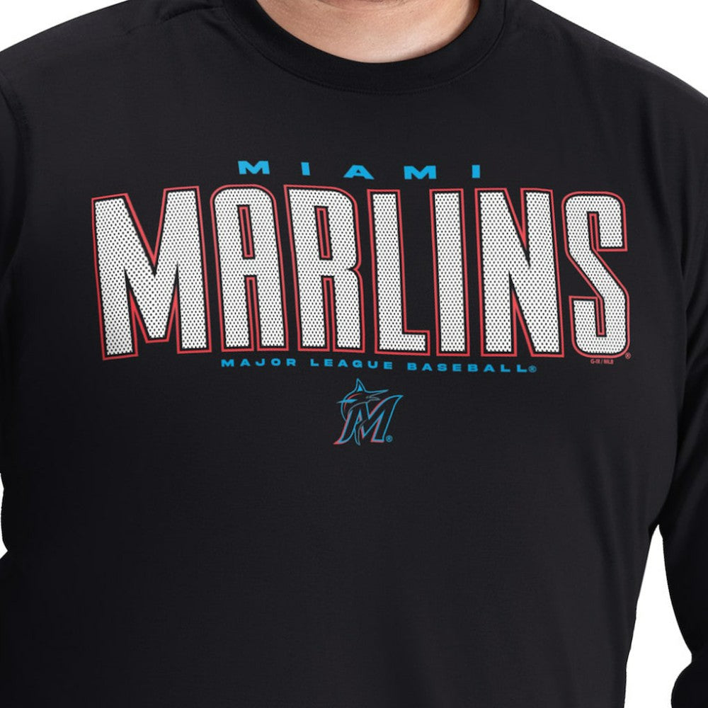 Black Miami Marlins G-III Sports by Carl Banks Adaptive Long Sleeve T-Shirt
