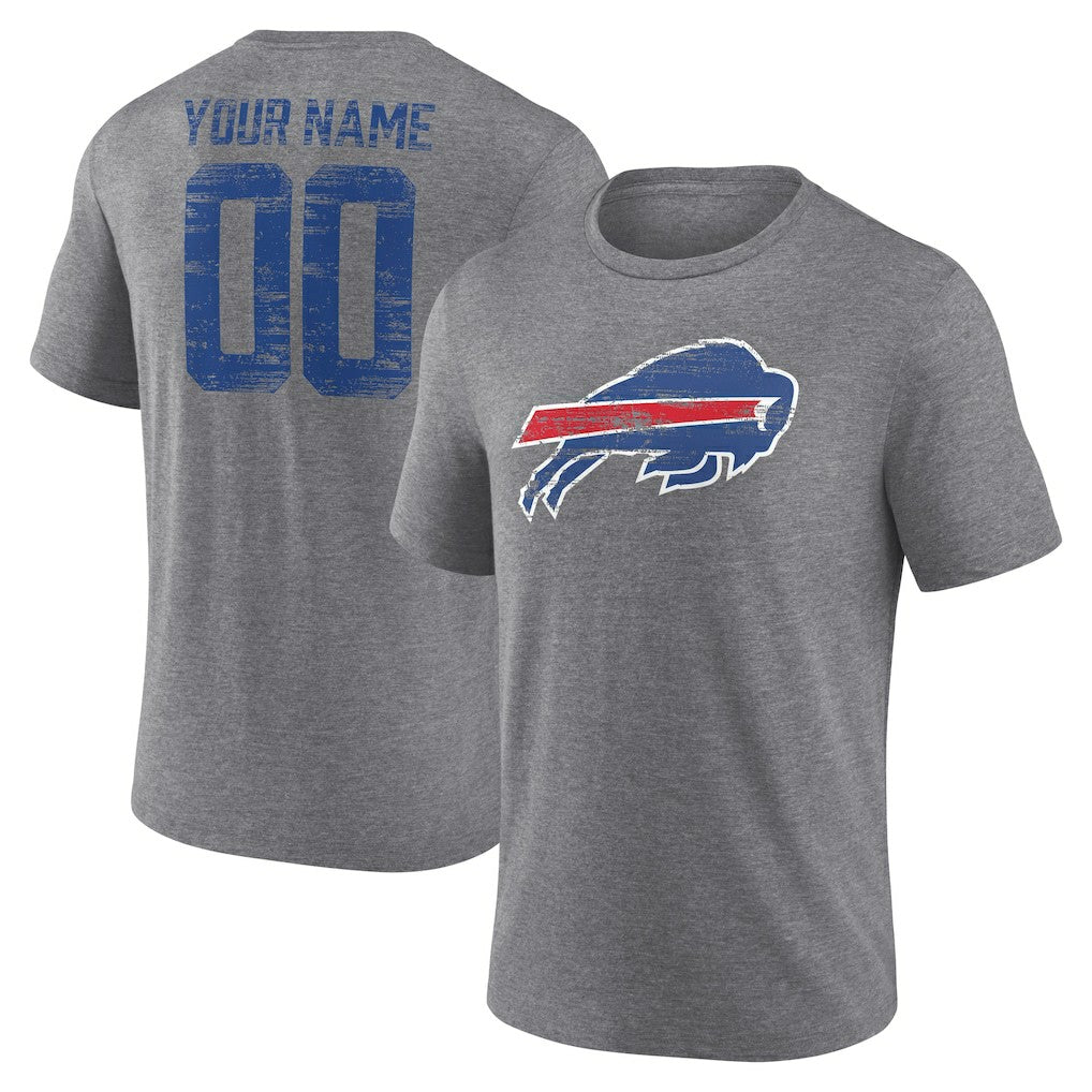 Heritage Custom Name & Number Tri-Blend T-Shirt - Buffalo Bills T-shirts