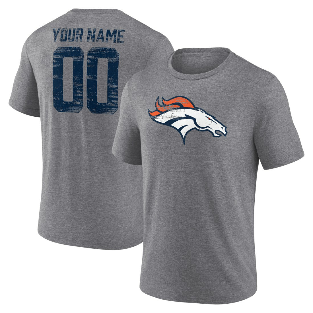 Heritage Custom Name & Number Tri-Blend T-Shirt - Denver Broncos T-shirts