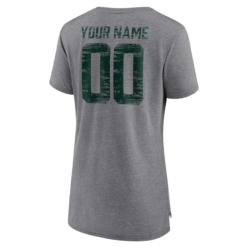 Women's Heritage Custom Name & Number Tri-Blend T-Shirt - Green Bay Packers T-shirts