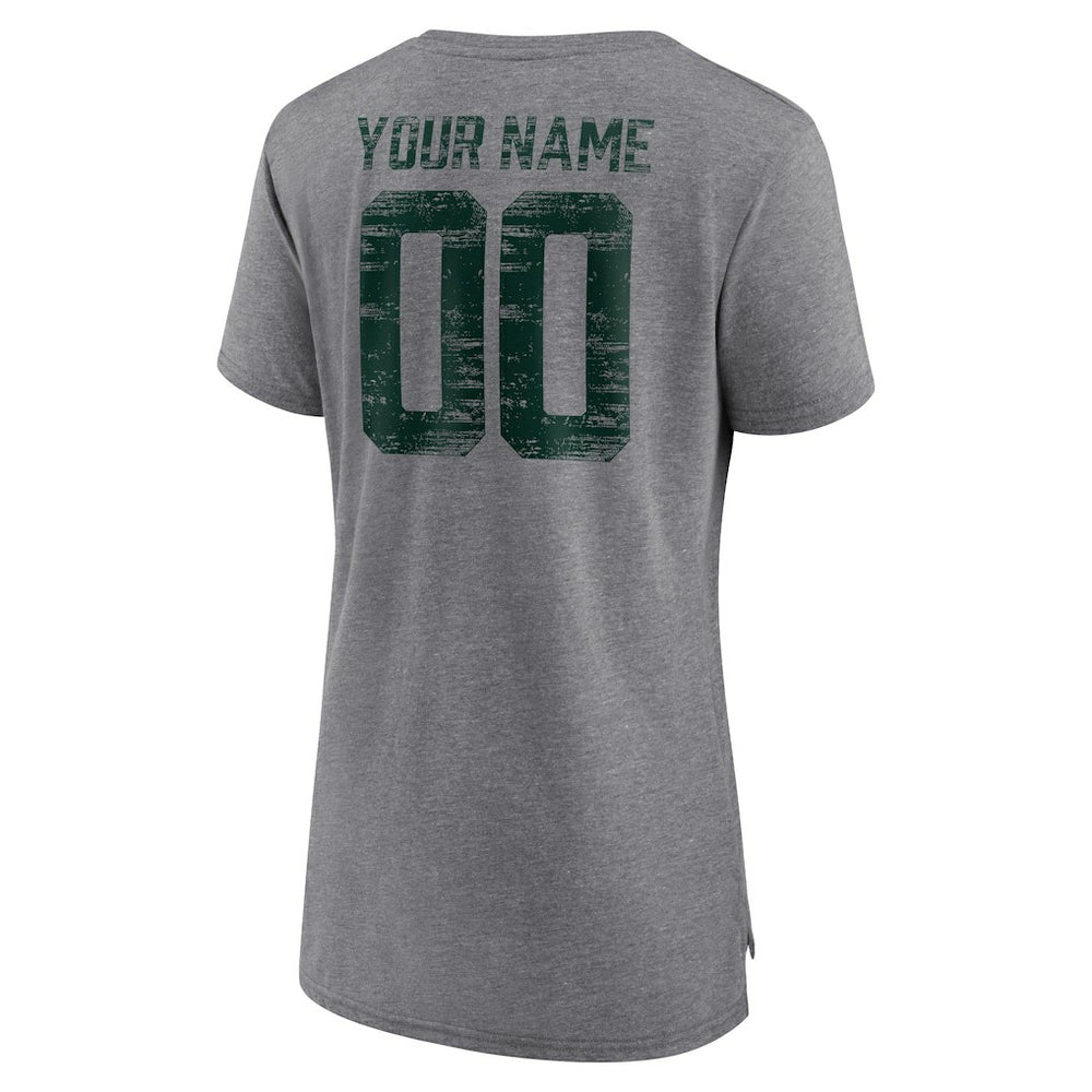 Women's Heritage Custom Name & Number Tri-Blend T-Shirt - Green Bay Packers T-shirts