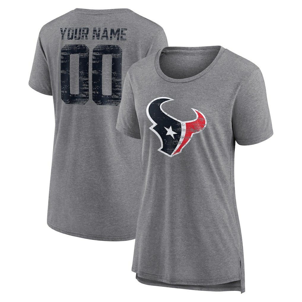 Women's Heritage Custom Name & Number Tri-Blend T-Shirt - Houston Texans T-shirts