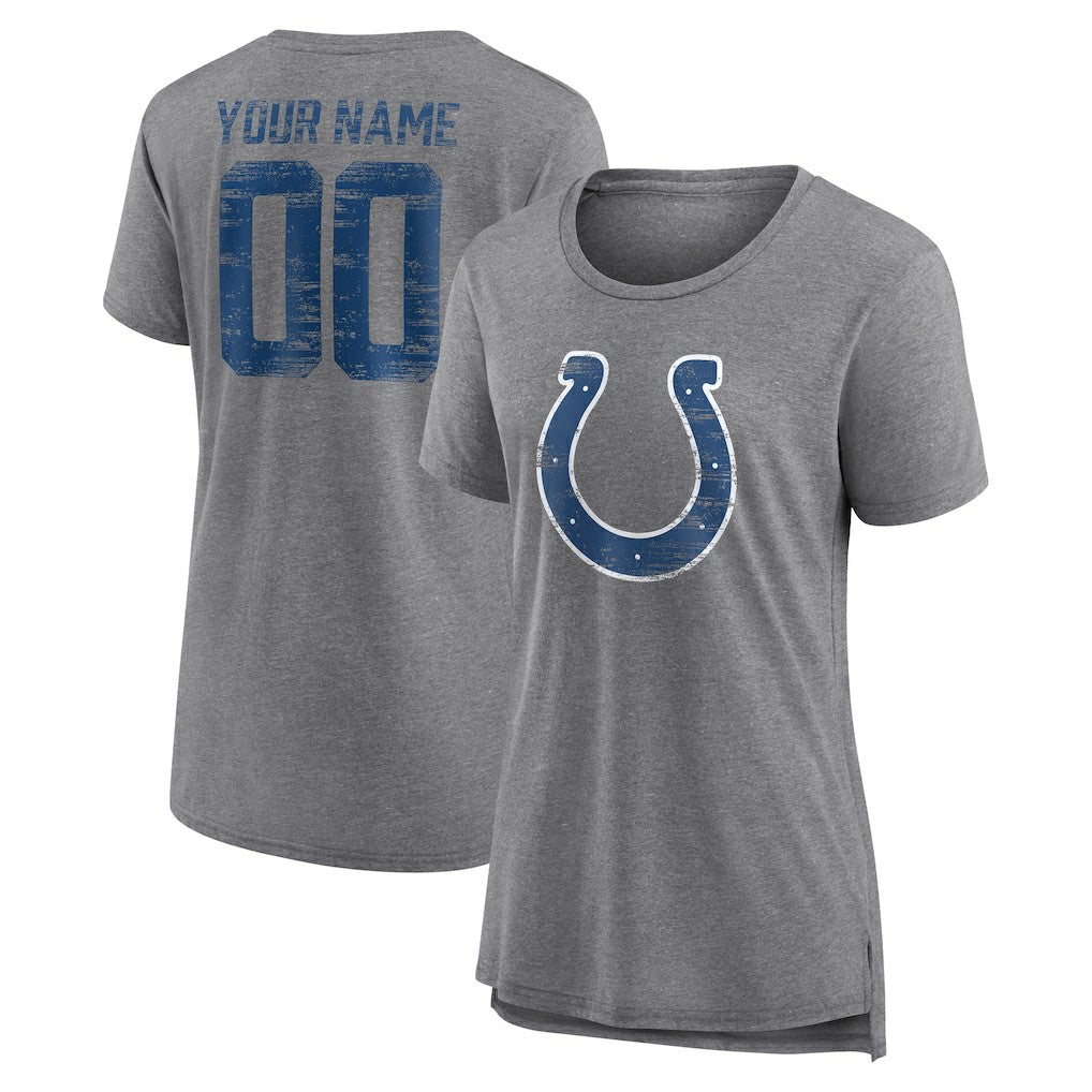 Women's Heritage Custom Name & Number Tri-Blend T-Shirt - Indianapolis Colts T-shirts