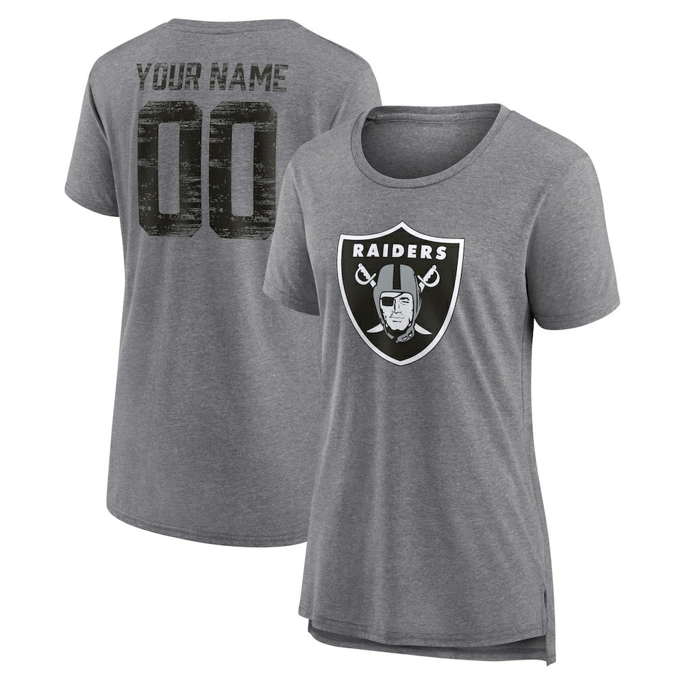 Women's Heritage Custom Name & Number Tri-Blend T-Shirt - Las Vegas Raiders T-shirts