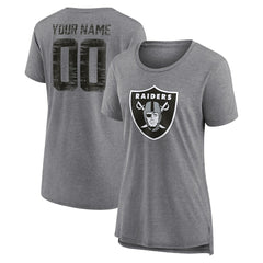 Women's Heritage Custom Name & Number Tri-Blend T-Shirt - Las Vegas Raiders T-shirts