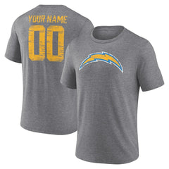 Heritage Custom Name & Number Tri-Blend T-Shirt - Los Angeles Chargers T-shirts
