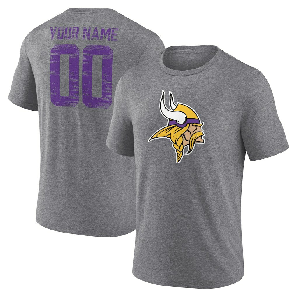 Heritage Custom Name & Number Tri-Blend T-Shirt - Minnesota Vikings T-shirts