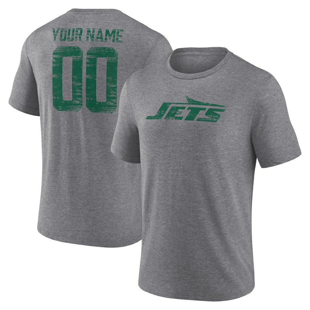 Heritage Custom Name & Number Tri-Blend T-Shirt - New York Jets T-shirts