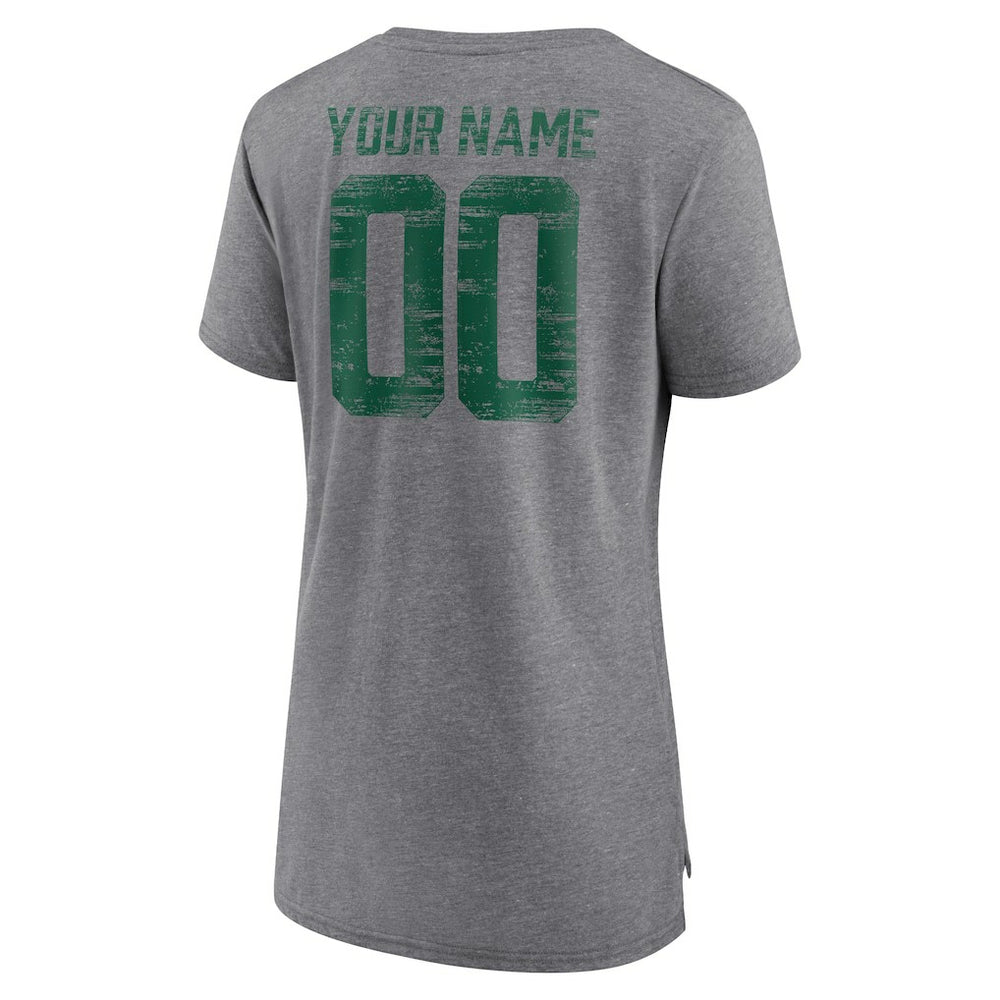 Women's Heritage Custom Name & Number Tri-Blend T-Shirt - New York Jets T-shirts