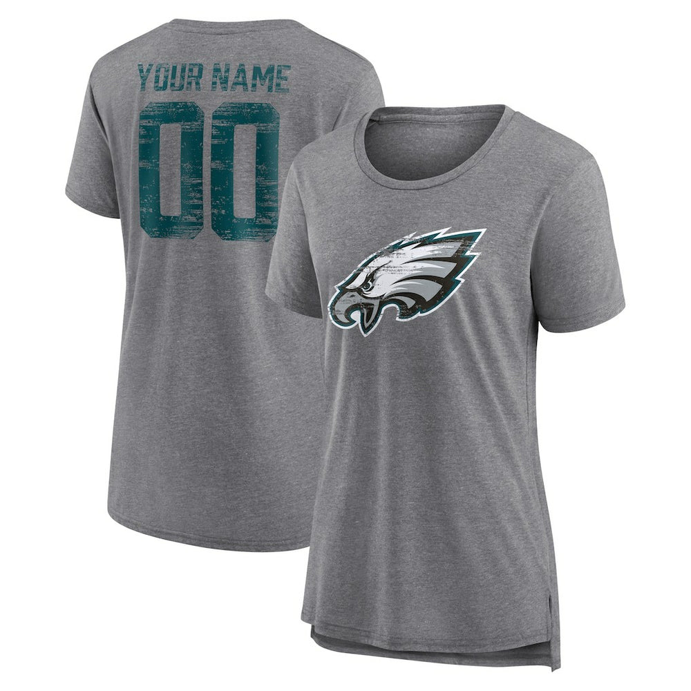 Women's Heritage Custom Name & Number Tri-Blend T-Shirt - Philadelphia Eagles T-shirts