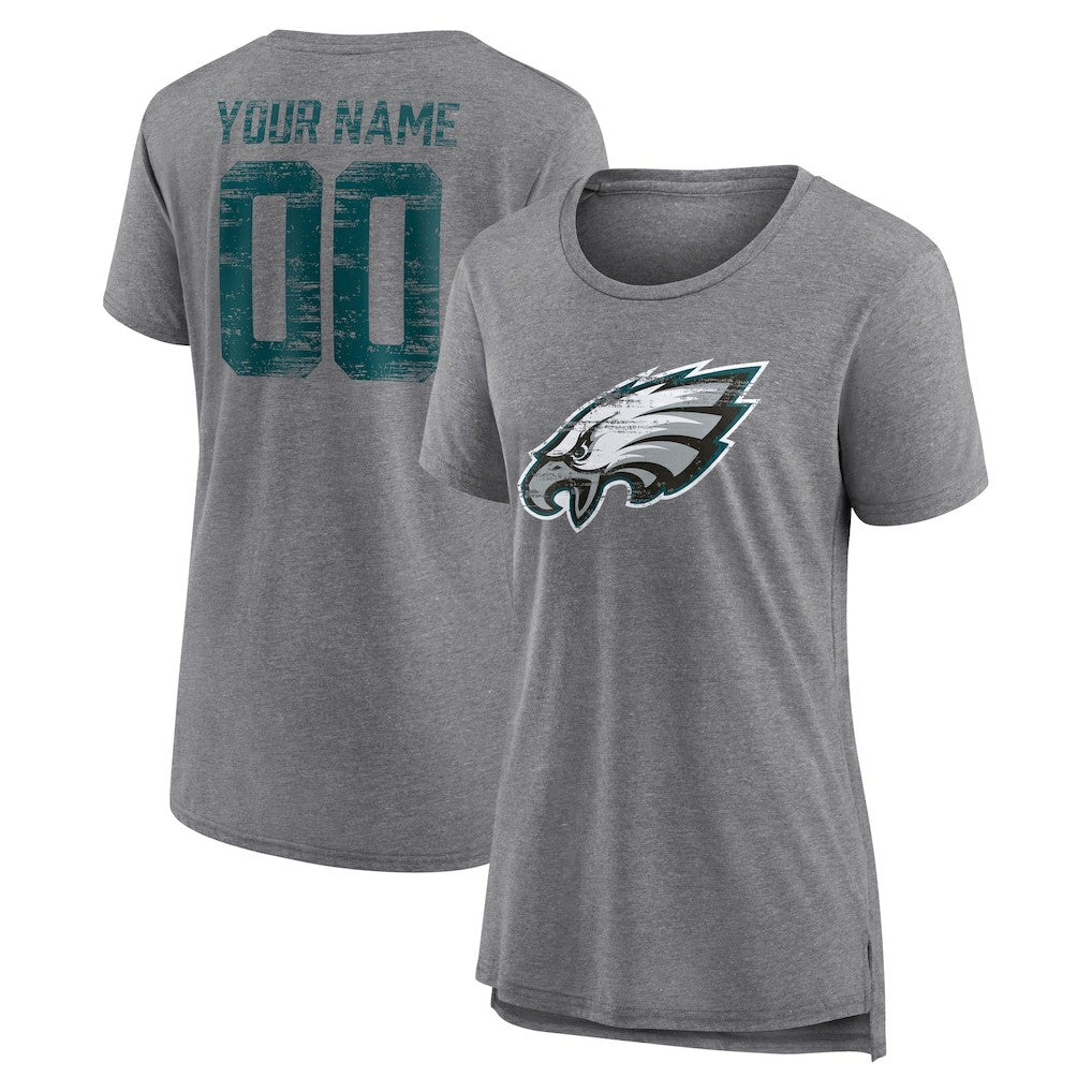 Women's Heritage Custom Name & Number Tri-Blend T-Shirt - Philadelphia Eagles T-shirts