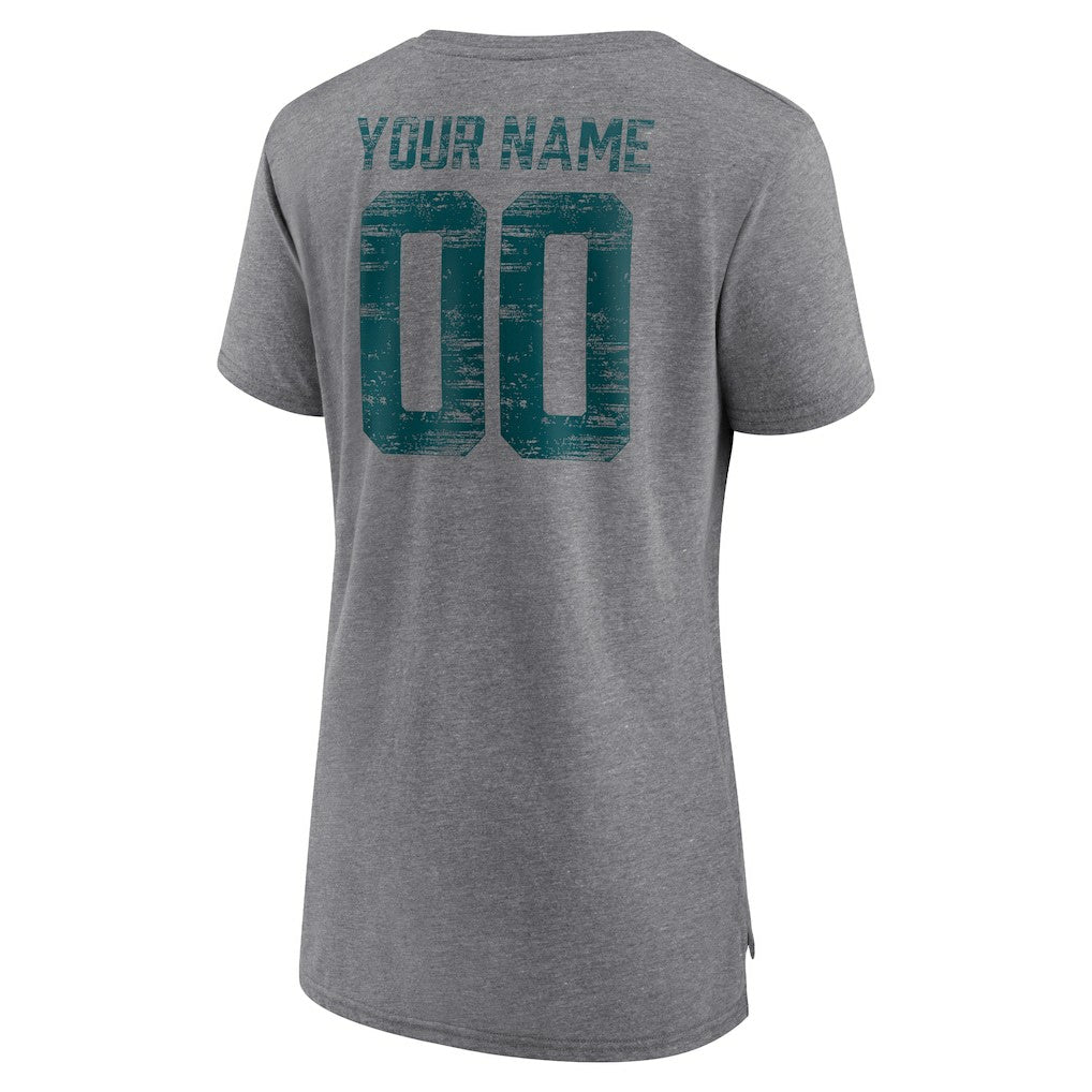 Women's Heritage Custom Name & Number Tri-Blend T-Shirt - Philadelphia Eagles T-shirts