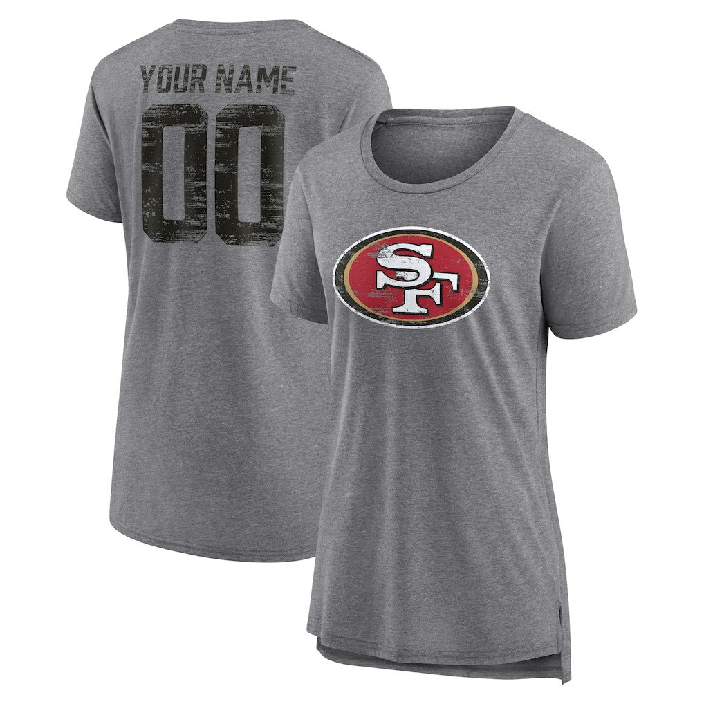Women's Heritage Custom Name & Number Tri-Blend T-Shirt - San Francisco 49ers T-shirts
