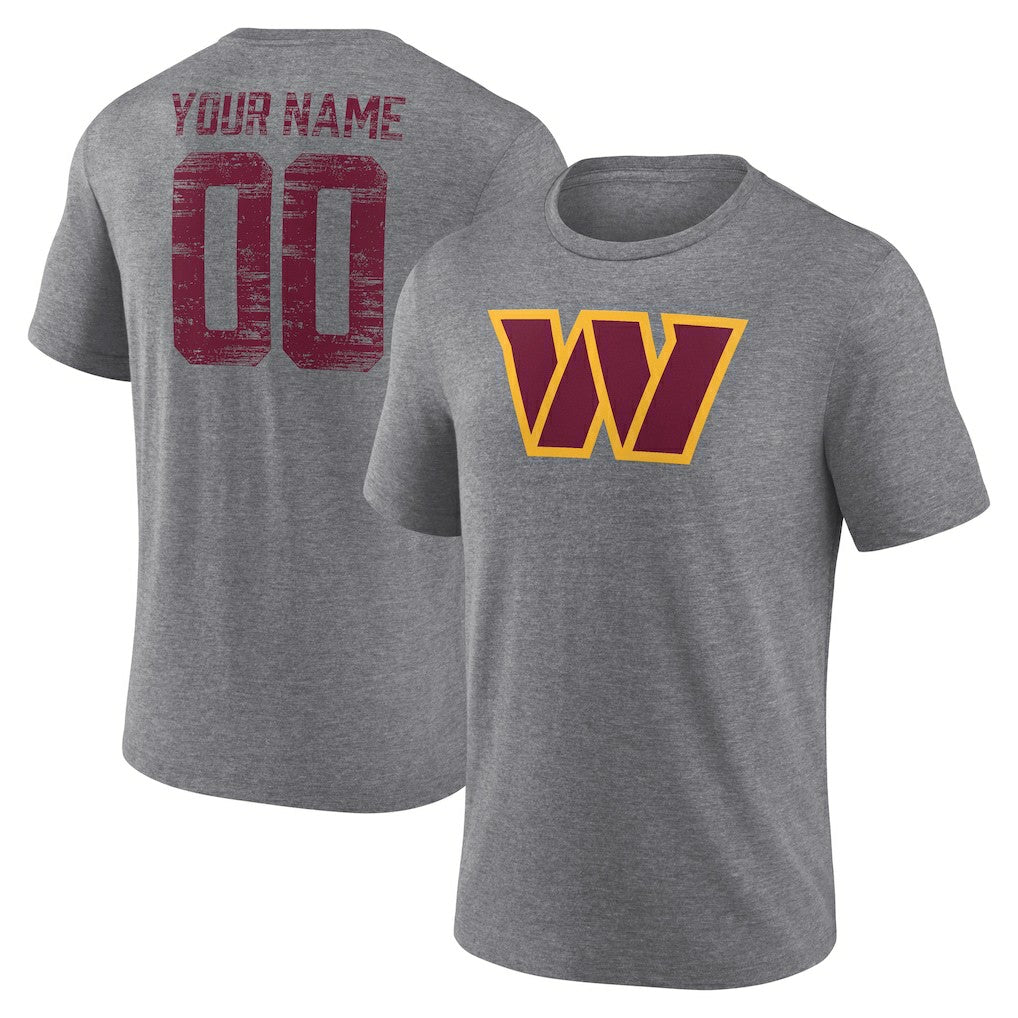 Heritage Custom Name & Number Tri-Blend T-Shirt - Washington Commanders T-shirts