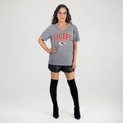 Gameday Couture Women's Relaxed Iconic Edge Rhinestone V-Neck T-Shirt - Kansas City Chiefs T-shirts