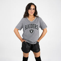 Gameday Couture Women's Relaxed Iconic Edge Rhinestone V-Neck T-Shirt - Las Vegas Raiders T-shirts