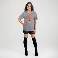 Gameday Couture Women's Relaxed Iconic Edge Rhinestone V-Neck T-Shirt - Cincinnati Bengals T-shirts