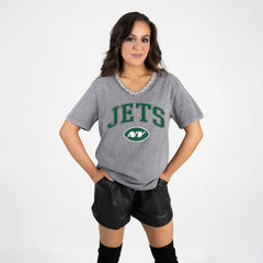 Gameday Couture Women's Relaxed Iconic Edge Rhinestone V-Neck T-Shirt - New York Jets T-shirts