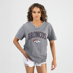 Gameday Couture Women's Relaxed Iconic Edge Rhinestone V-Neck T-Shirt - Denver Broncos T-shirts