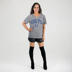 Gameday Couture Women's Relaxed Iconic Edge Rhinestone V-Neck T-Shirt - Indianapolis Colts T-shirts