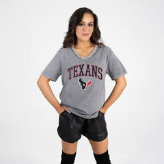 Gameday Couture Women's Relaxed Iconic Edge Rhinestone V-Neck T-Shirt - Houston Texans T-shirts
