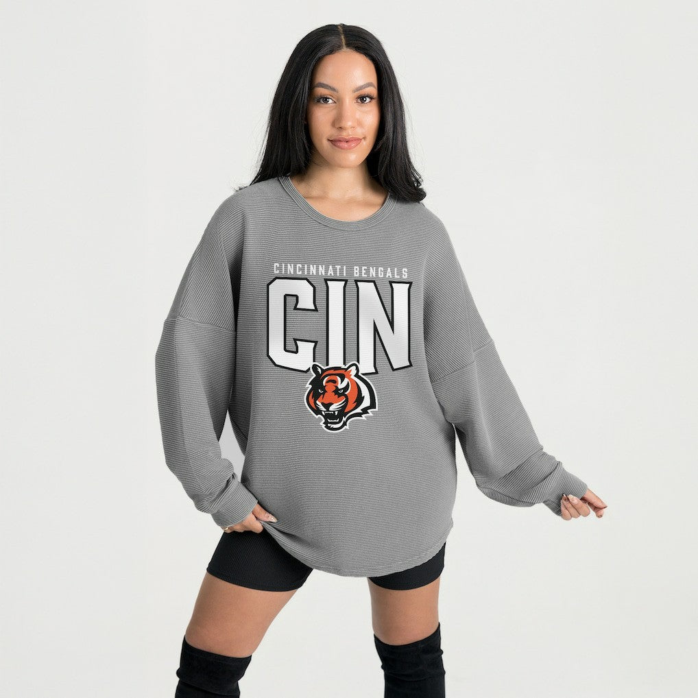 Gameday Couture Women's Oversized Pure Motion Corded Sweatshirt - Cincinnati Bengals Sweatshirts