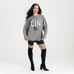Gameday Couture Women's Oversized Pure Motion Corded Sweatshirt - Cincinnati Bengals Sweatshirts
