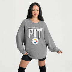 Gameday Couture Women's Oversized Pure Motion Corded Sweatshirt - Pittsburgh Steelers Sweatshirts
