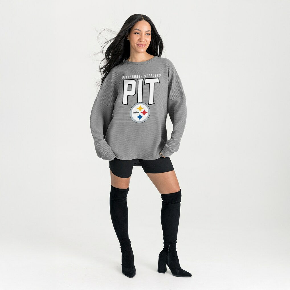 Gameday Couture Women's Oversized Pure Motion Corded Sweatshirt - Pittsburgh Steelers Sweatshirts