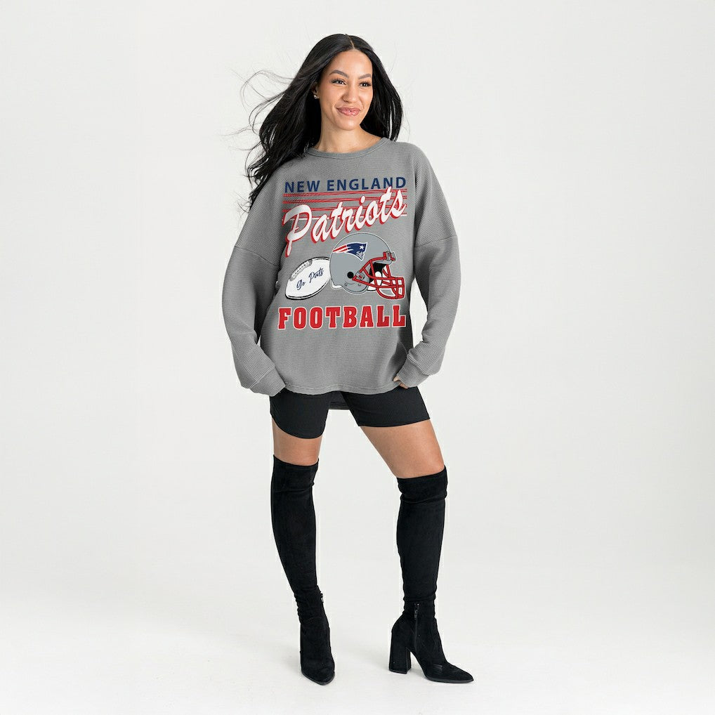 Gameday Couture Women's Oversized Sweet Victory Corded Sweatshirt - New England Patriots Sweatshirts