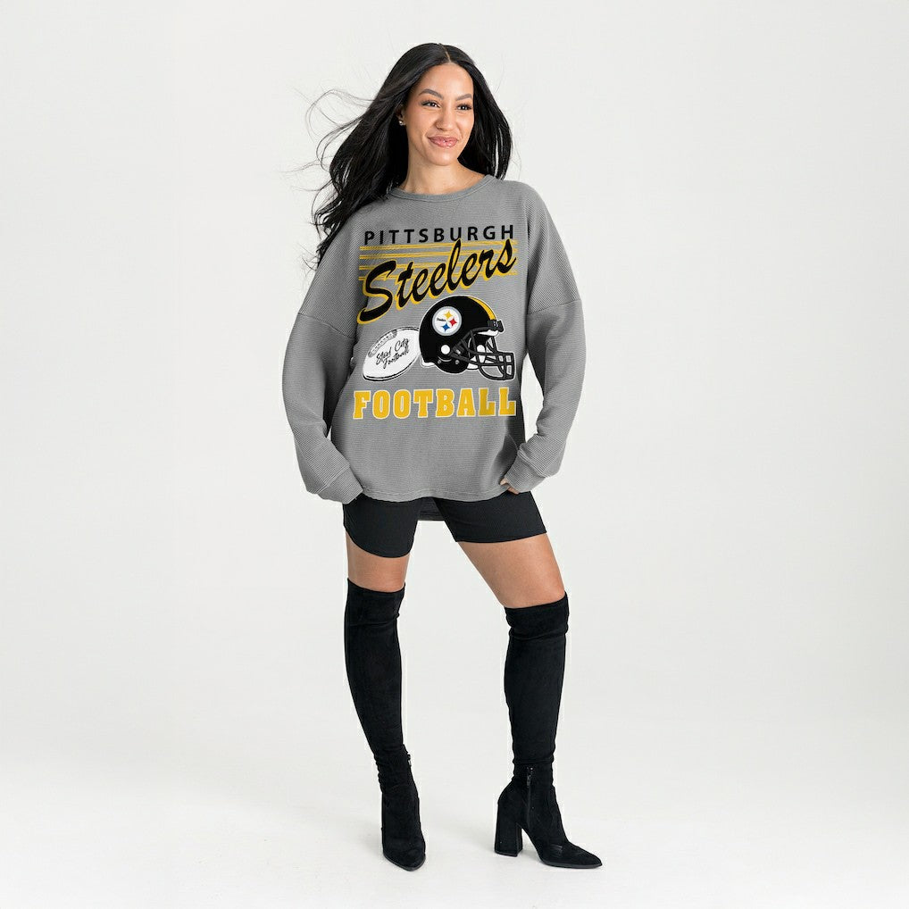 Gameday Couture Women's Oversized Sweet Victory Corded Sweatshirt - Pittsburgh Steelers Sweatshirts