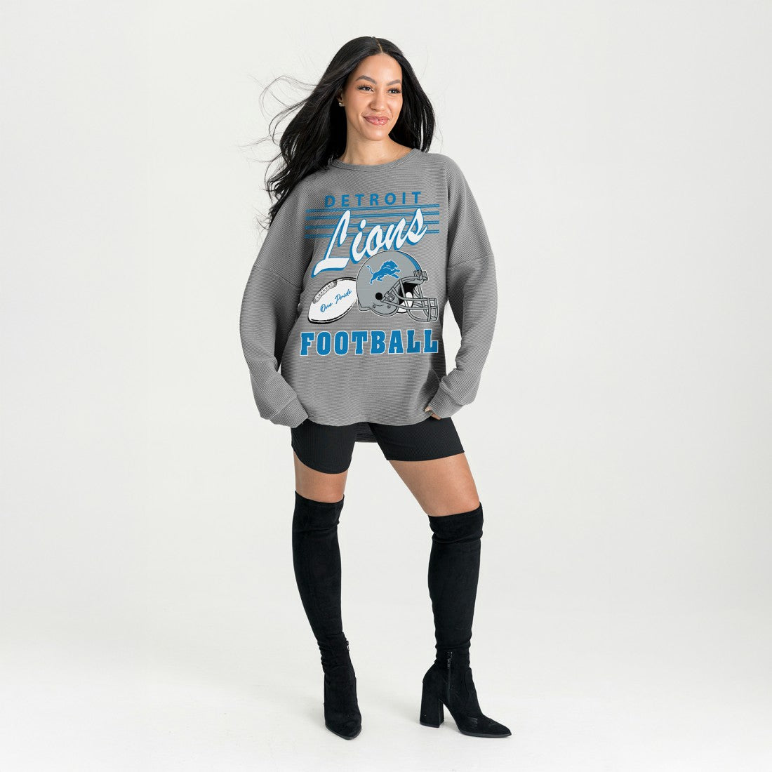 Gameday Couture Women's Oversized Sweet Victory Corded Sweatshirt - Detroit Lions Sweatshirts