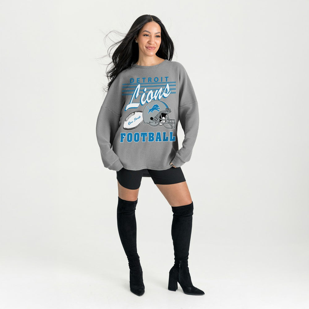 Gameday Couture Women's Oversized Sweet Victory Corded Sweatshirt - Detroit Lions Sweatshirts