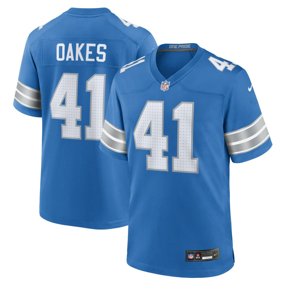 Gunnar Oakes  Team Game Jersey - Detroit Lions Jerseys