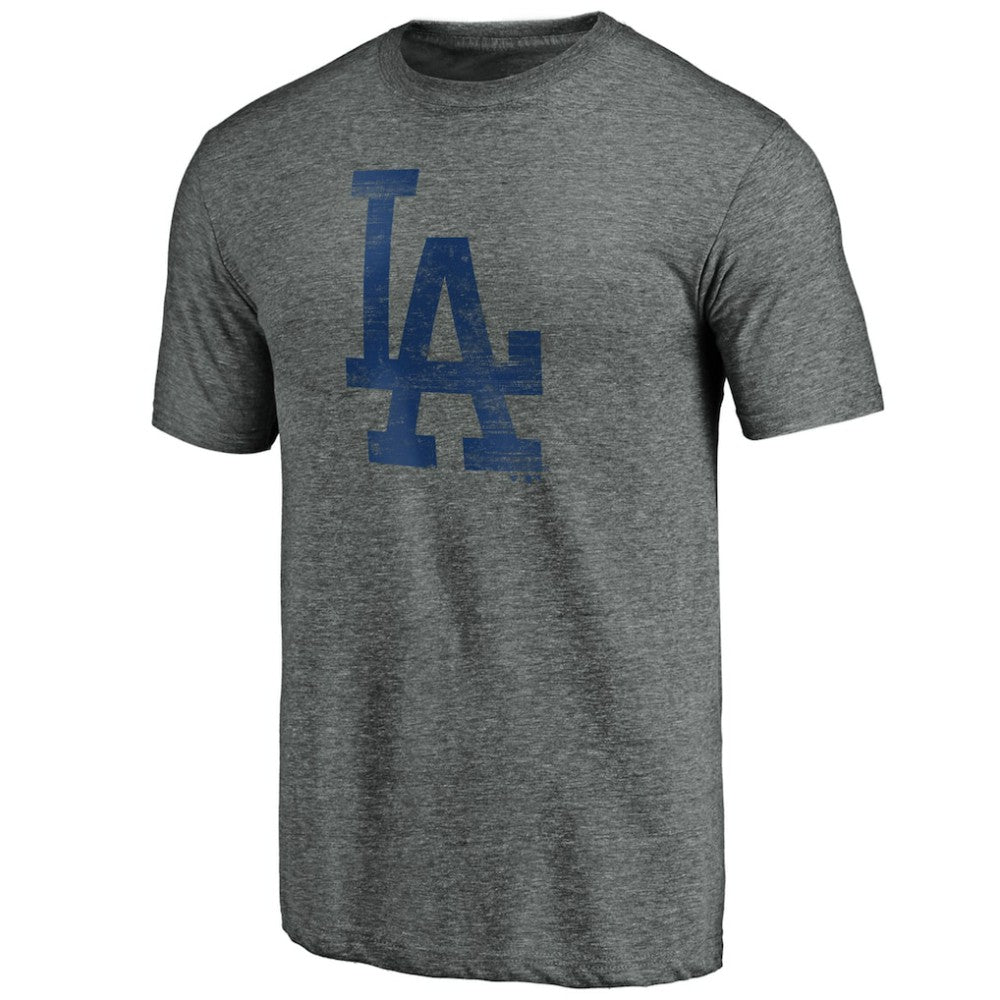 Heather Gray Los Angeles Dodgers Weathered Logo Tri-Blend T-Shirt