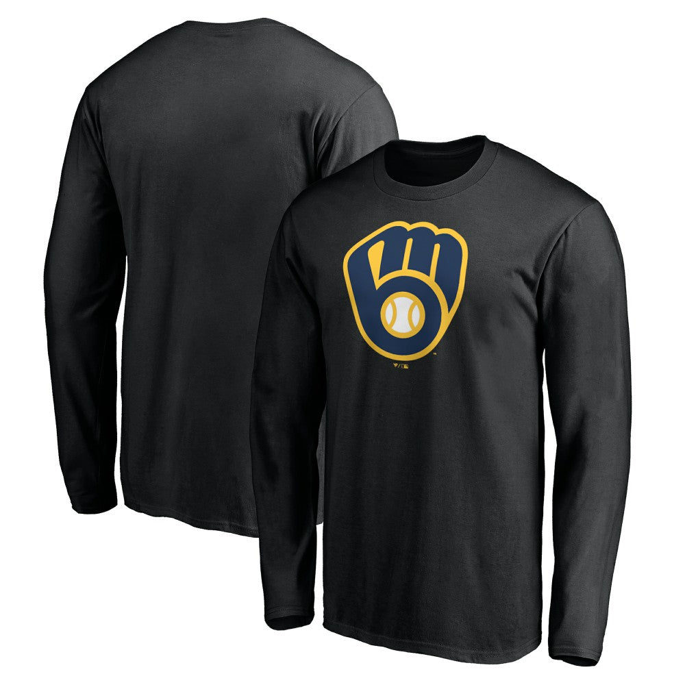 Black Milwaukee Brewers Team Logo Long Sleeve T-Shirt