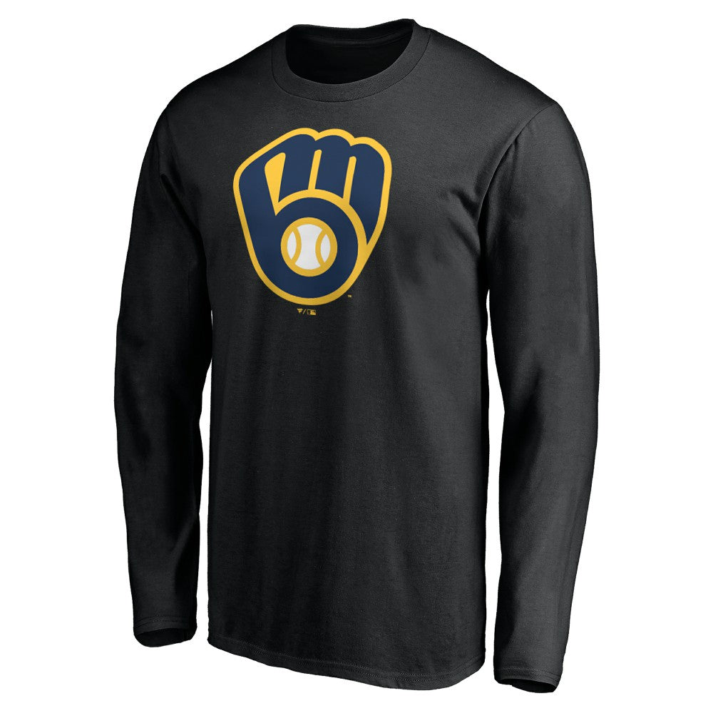 Black Milwaukee Brewers Team Logo Long Sleeve T-Shirt