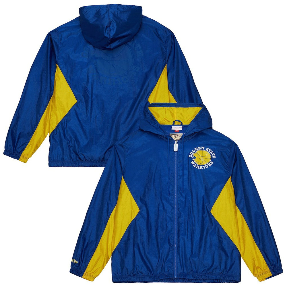 Mitchell & Ness Golden State Warriors Playmaker Full-Zip Hooded Windbreaker Jacket sale