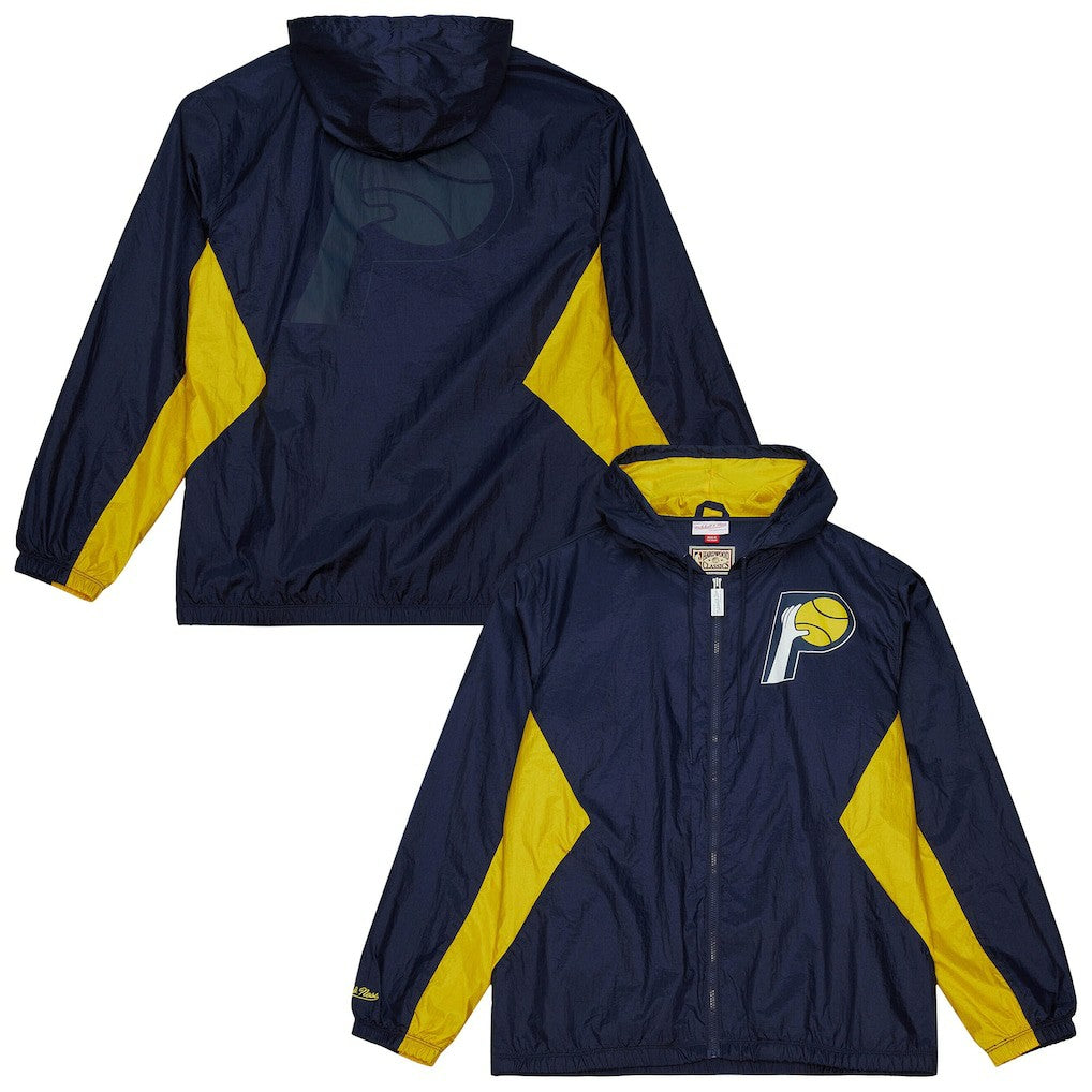 Mitchell & Ness Indiana Pacers Playmaker Full-Zip Hooded Windbreaker Jacket