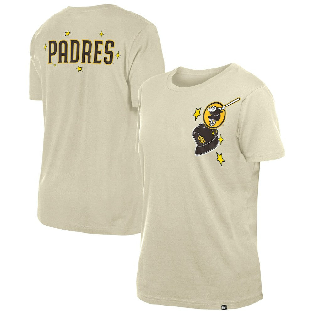 Cream San Diego Padres New Era Women's Stars & Cap T-Shirt