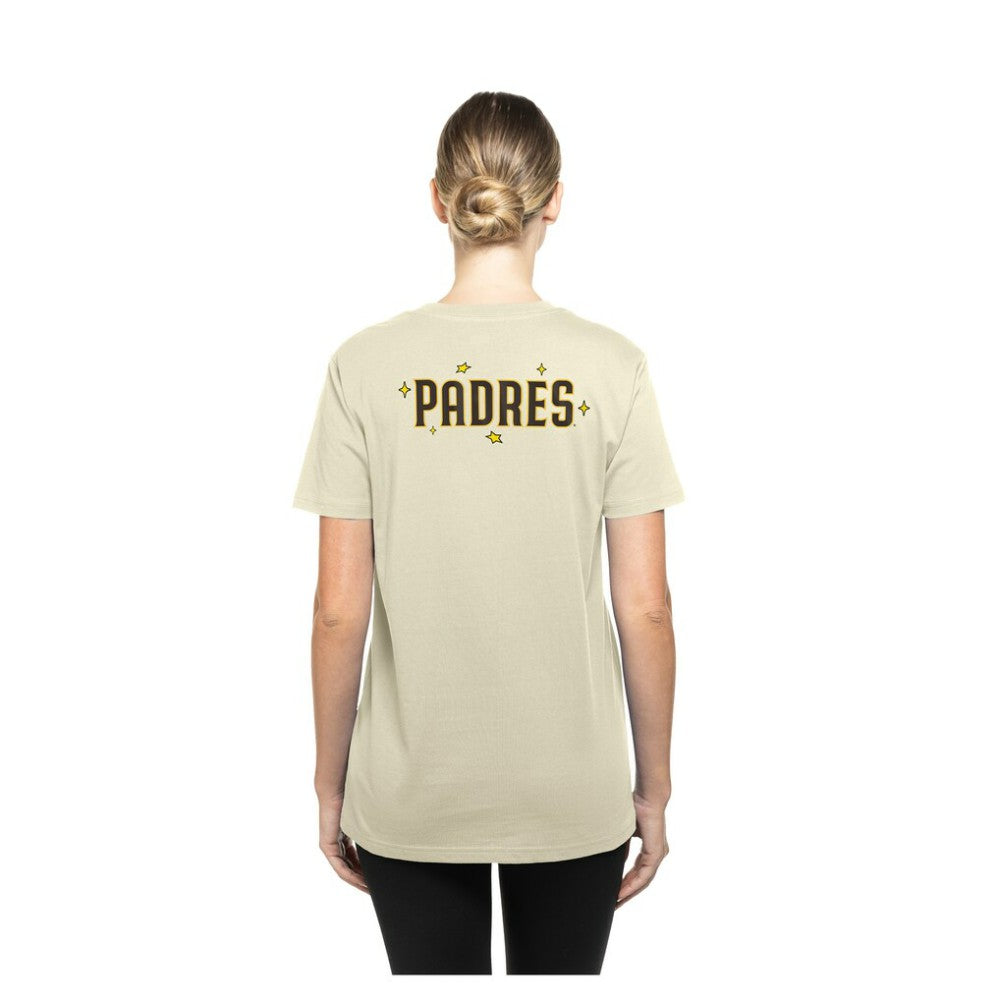 Cream San Diego Padres New Era Women's Stars & Cap T-Shirt