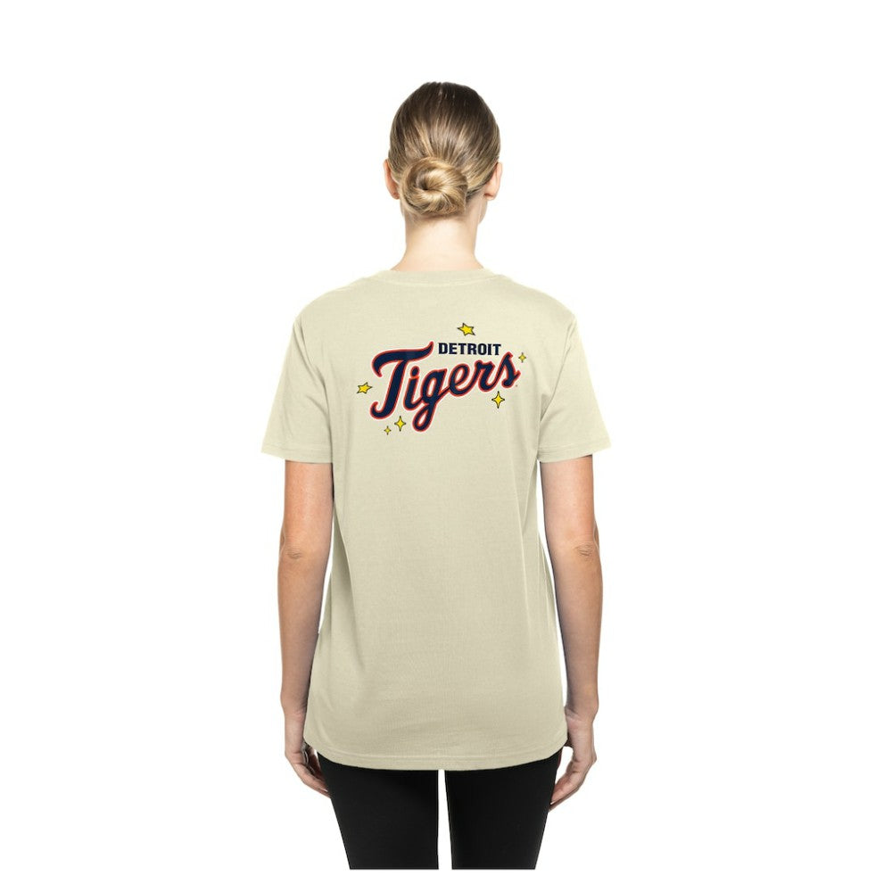 Cream Detroit Tigers New Era Women's Stars & Cap T-Shirt
