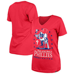 Red Philadelphia Phillies New Era Women's Little Miss 2 V-Neck T-Shirt
