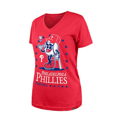 Red Philadelphia Phillies New Era Women's Little Miss 2 V-Neck T-Shirt