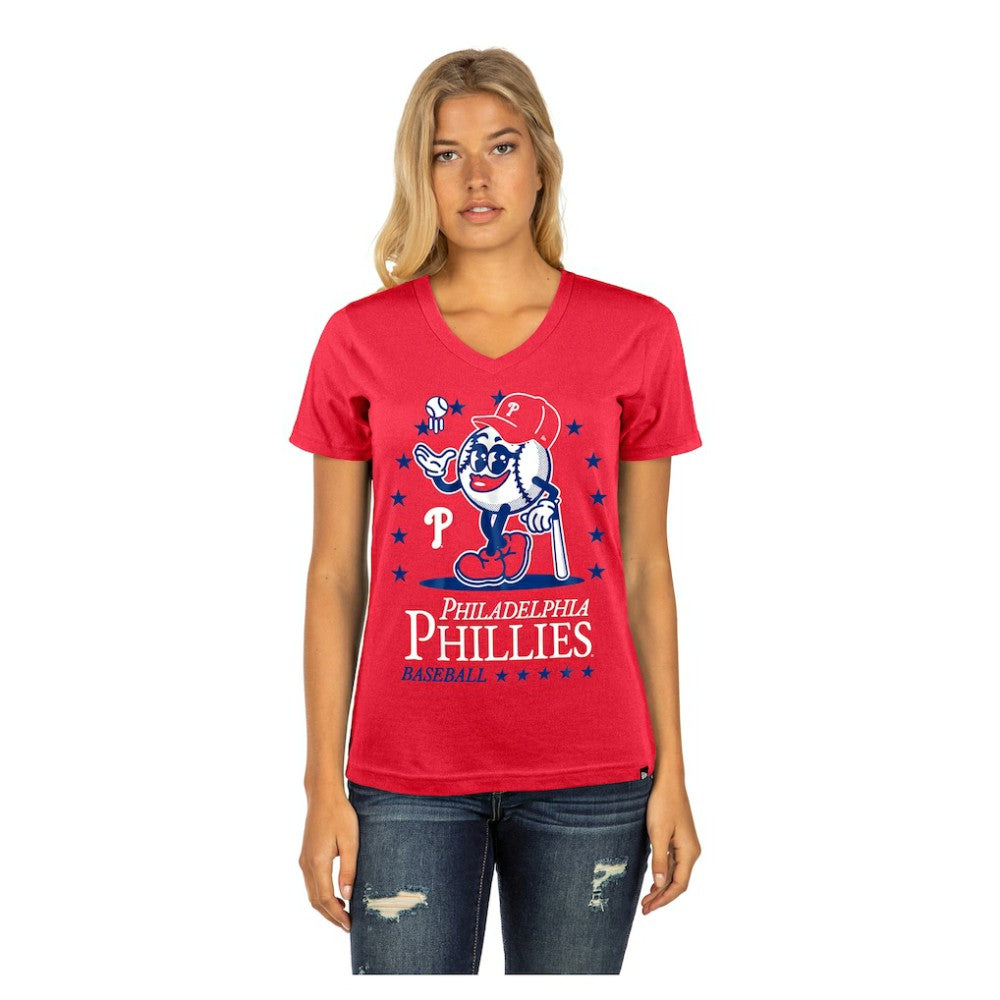 Red Philadelphia Phillies New Era Women's Little Miss 2 V-Neck T-Shirt
