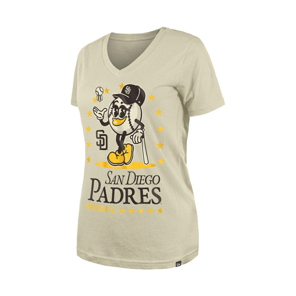 Sand San Diego Padres New Era Women's Little Miss 2 V-Neck T-Shirt
