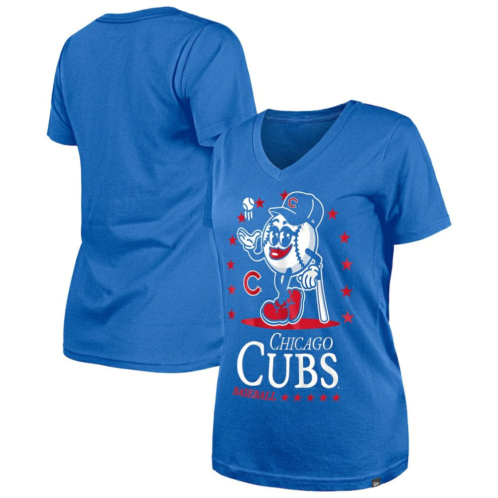 Royal Chicago Cubs New Era Women's Little Miss 2 V-Neck T-Shirt