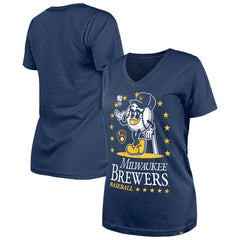 Navy Milwaukee Brewers New Era Women's Little Miss 2 V-Neck T-Shirt