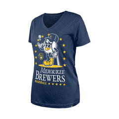Navy Milwaukee Brewers New Era Women's Little Miss 2 V-Neck T-Shirt