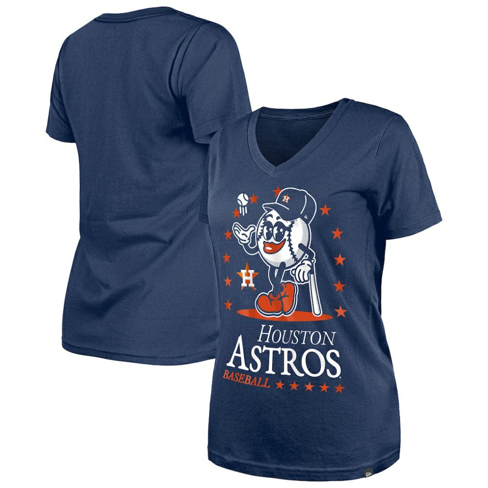 Navy Houston Astros New Era Women's Little Miss 2 V-Neck T-Shirt